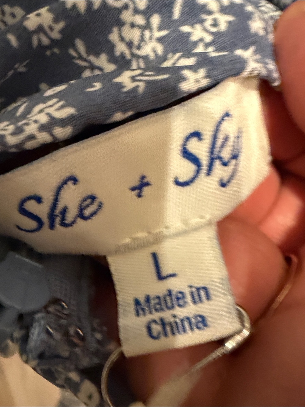 She + Sky Navy Blue ditsy Floral Puff-Sleeve Mini Dress - Picture 3 of 5